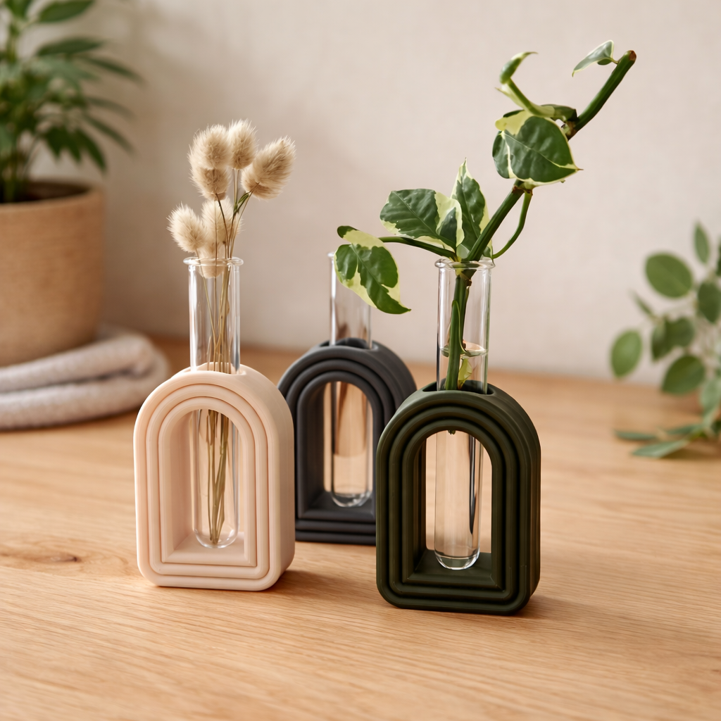 Arch propagation vase with glass tube displaying plant cuttings on neutral background
🖼️ Image File Name