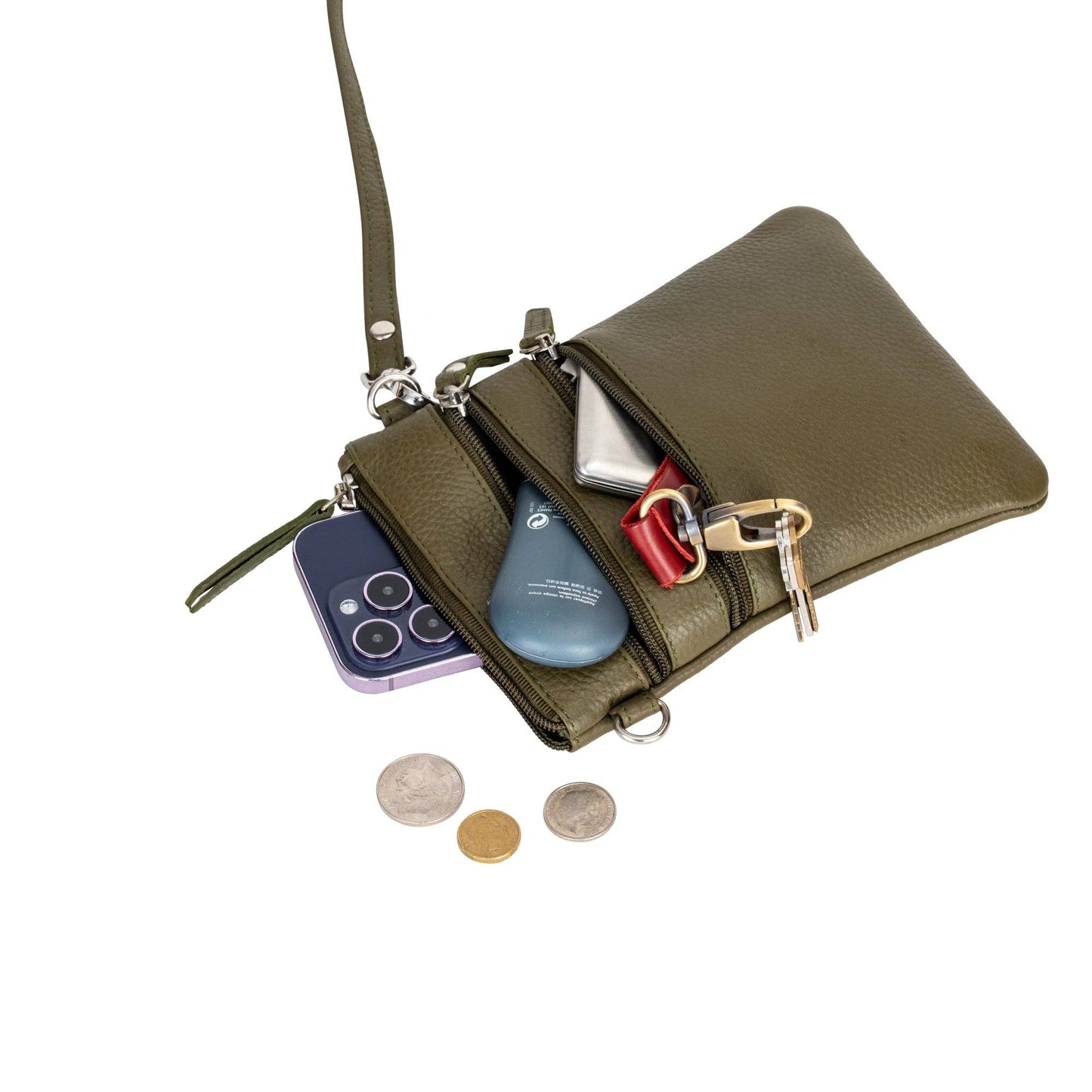 Leather Sling Bag Kempsey - Olive Green