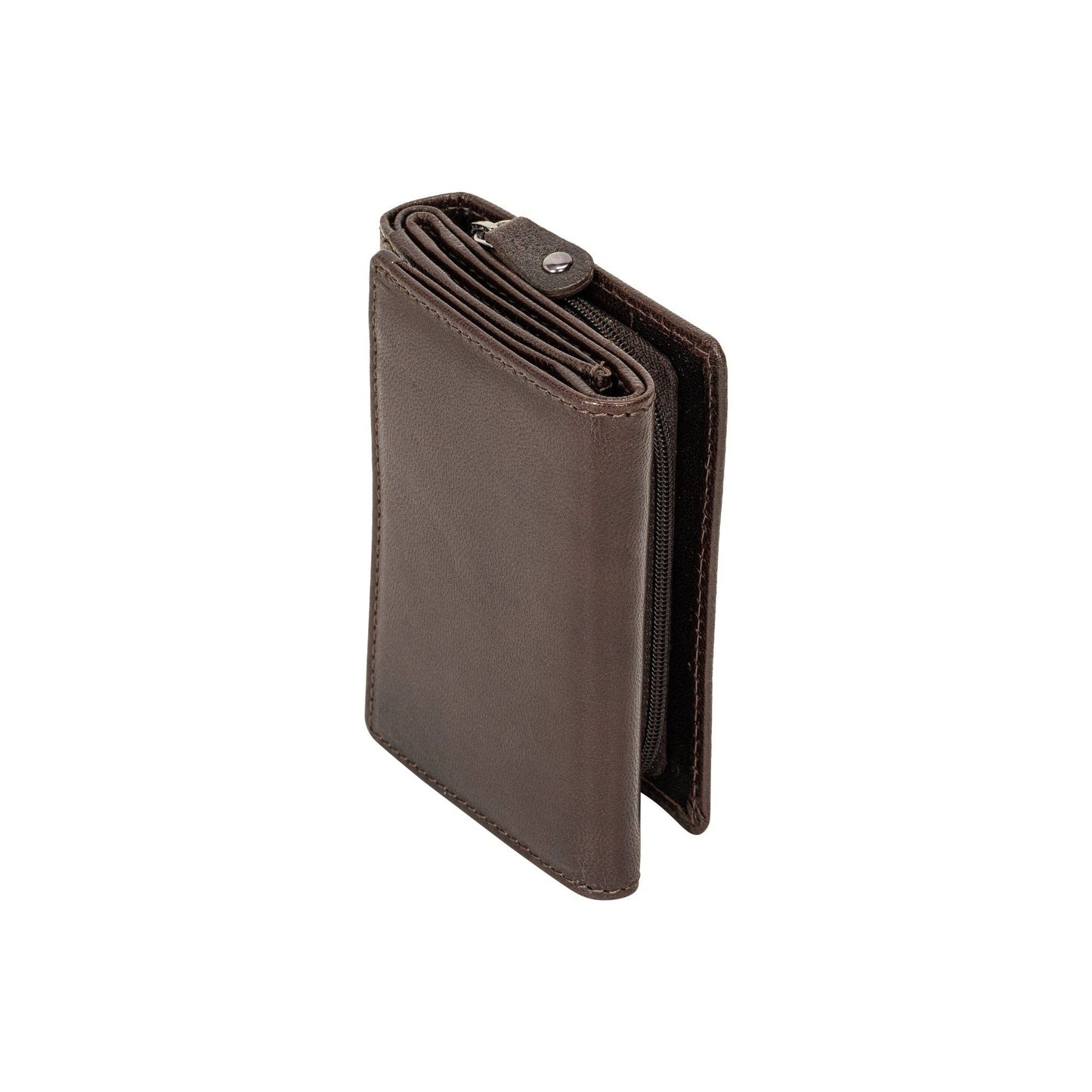 The Harvest — Women's Brown Leather Bifold Wallet with Zip Coin Purse & RFID Protection