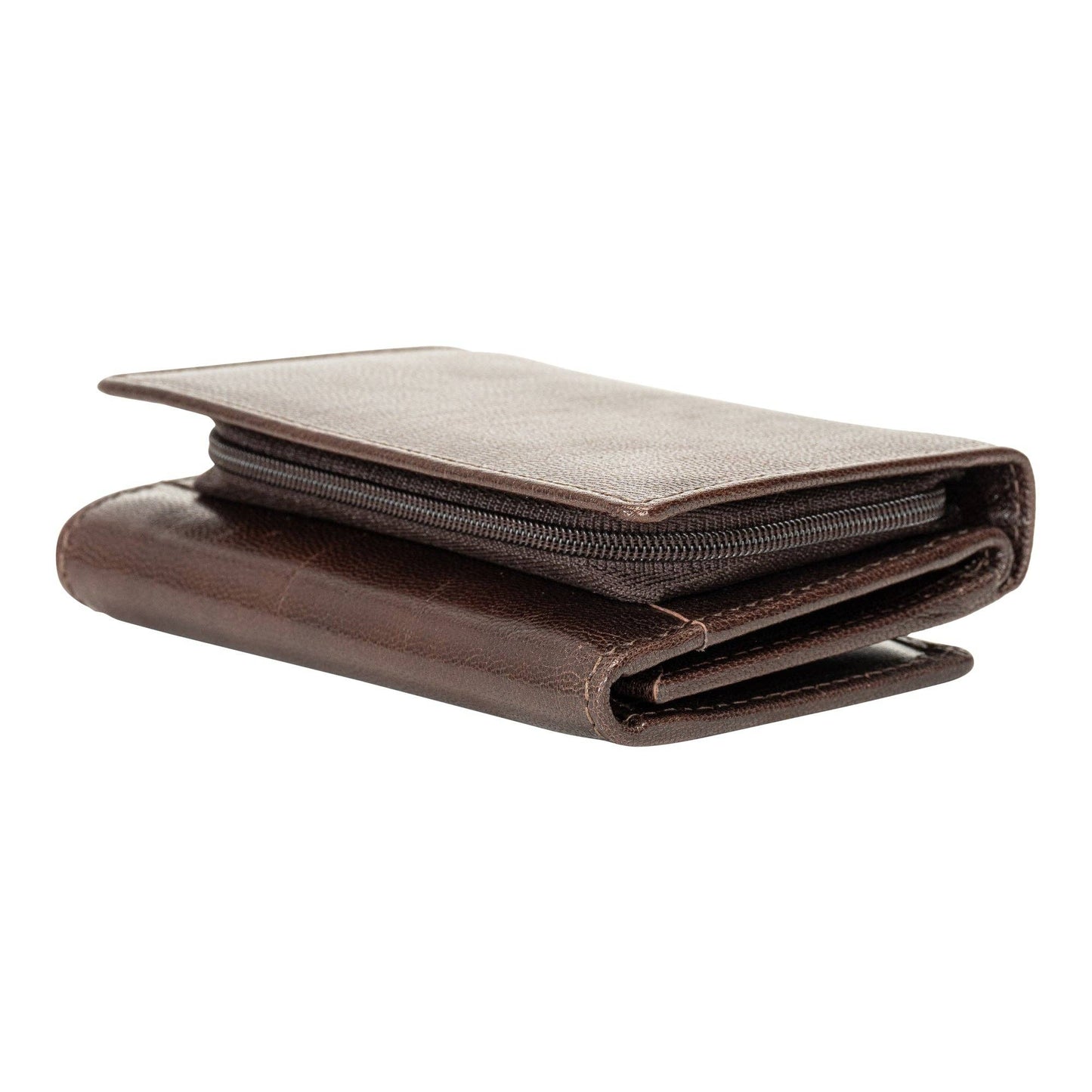 The Harvest — Women's Brown Leather Bifold Wallet with Zip Coin Purse & RFID Protection