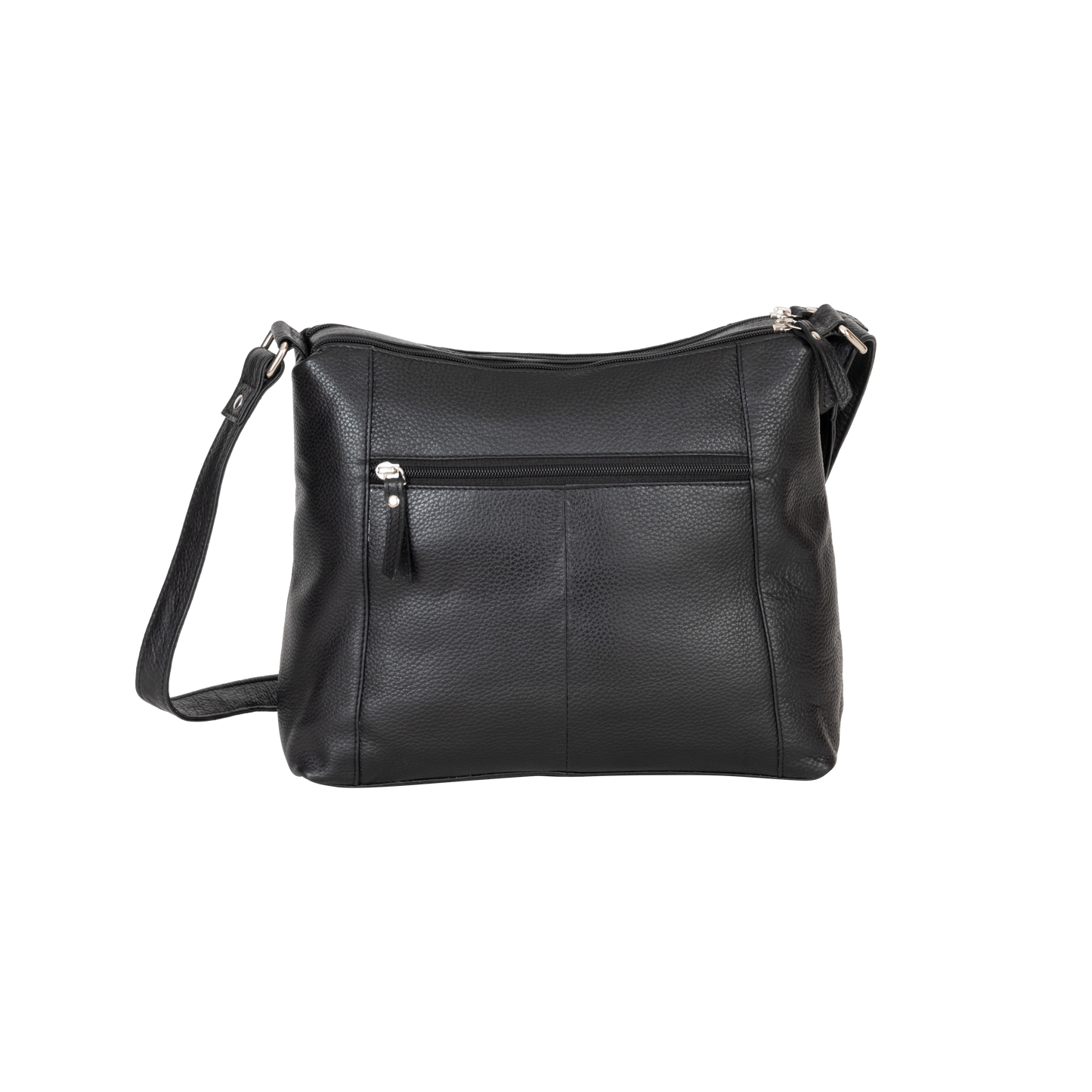 Savannah Woven Detail Leather Crossbody Bag – Classic Black