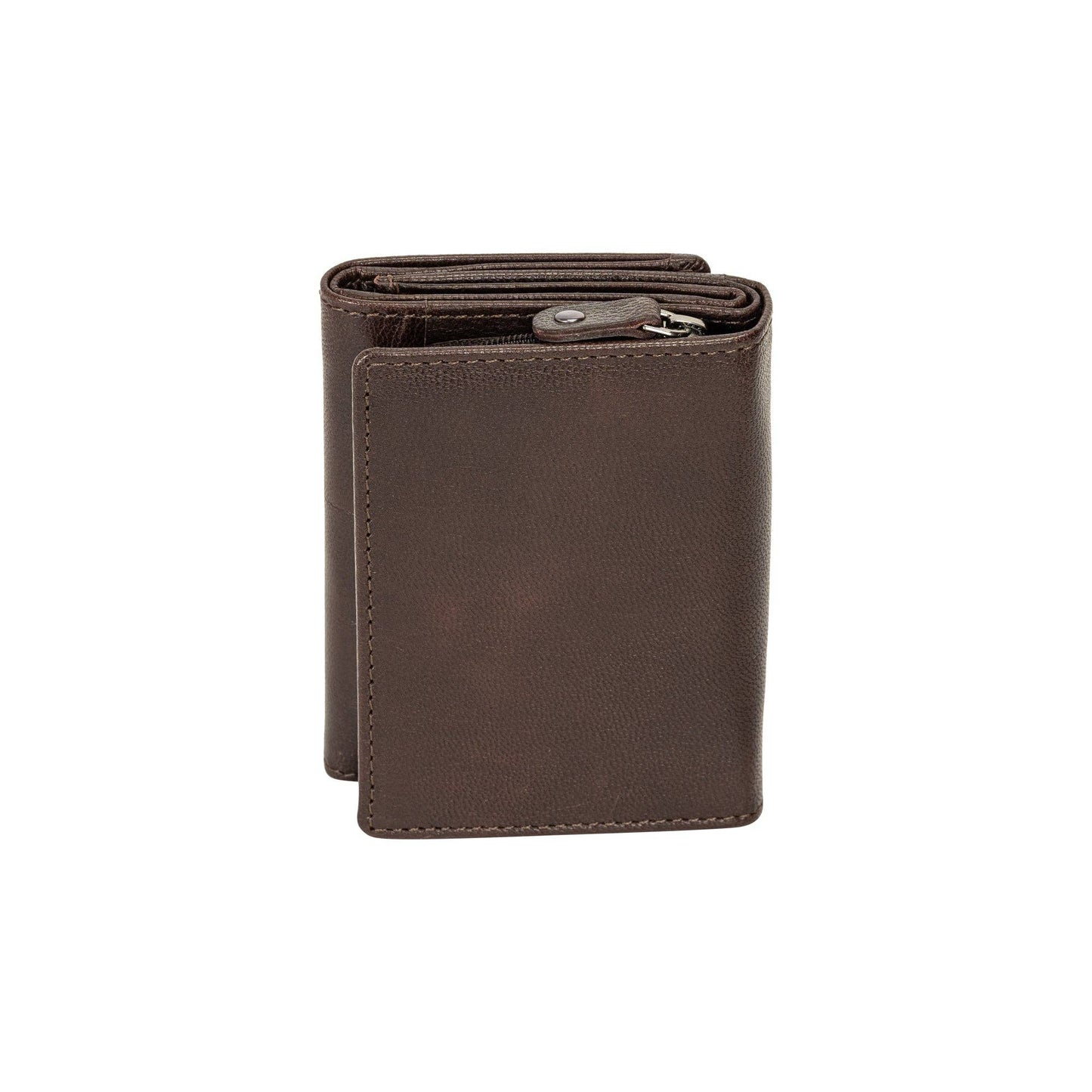 The Harvest — Women's Brown Leather Bifold Wallet with Zip Coin Purse & RFID Protection