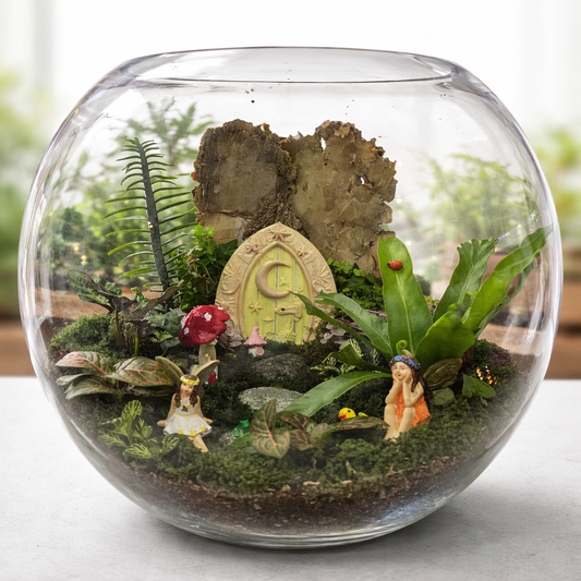 Fairy garden terrarium 32cm glass bowl miniature indoor plant garden with fairy figures