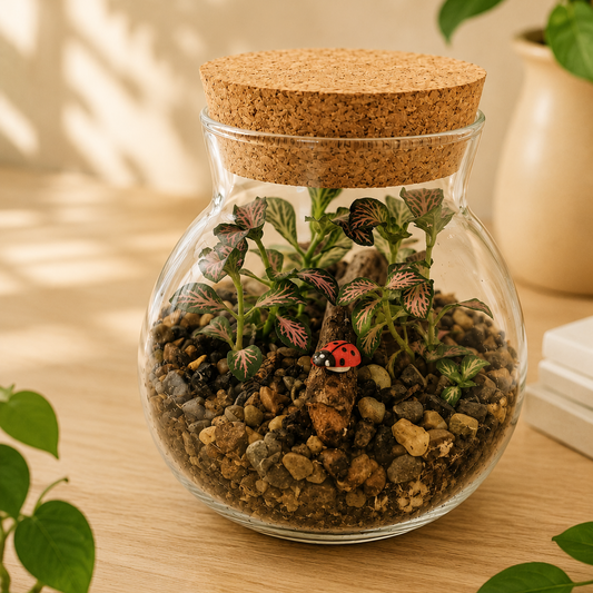 Handcrafted mini cork lid glass terrarium with Fittonia plants by Leafy Lovers in Patterson Lakes Melbourne