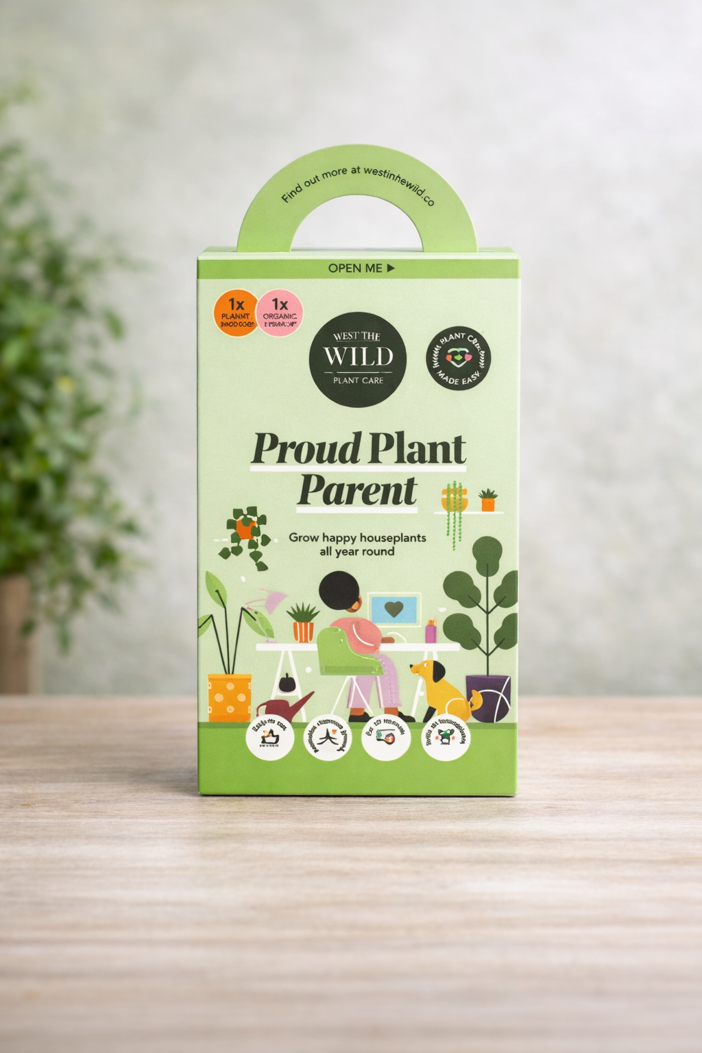We The Wild proud plant parent kit indoor plant care set with grow concentrate and protect spray