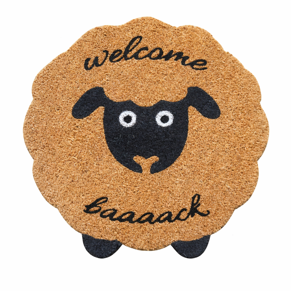 Welcome baaaack sheep coir doormat funny welcome mat brown 55x55cm